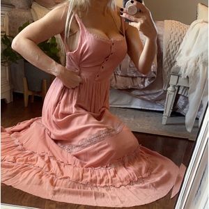 Pink peach maxi dress spring